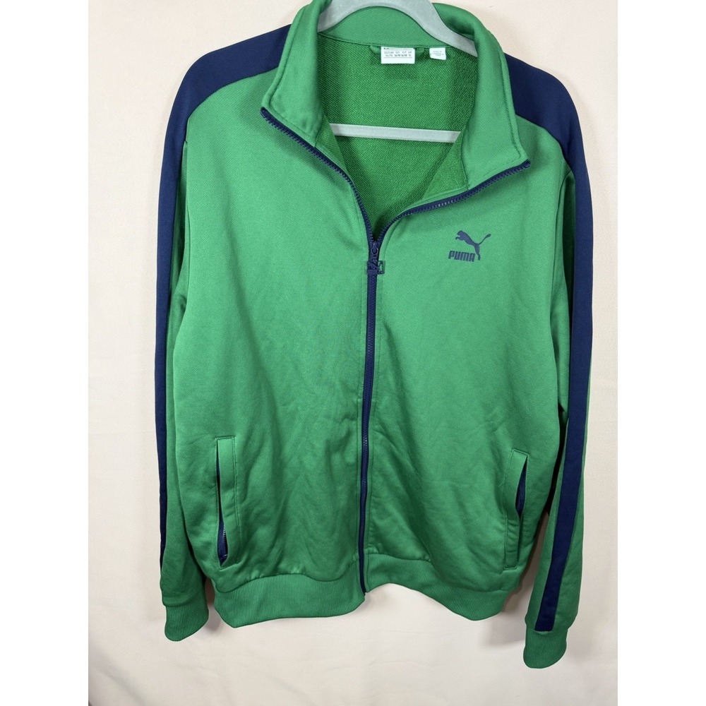 Puma T7 Track Jacket Retro Style Street Wear Men's XL Green Blue